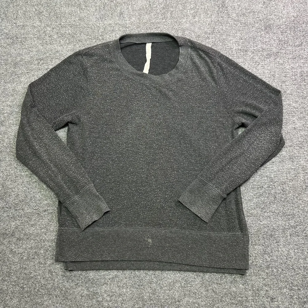 Alo Yoga Sweatshirt Womens M Gray Terry Pullover Crew Neck Speckled Lounge Top